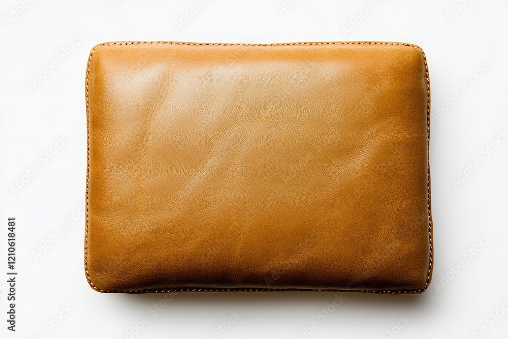 top-down view of high realistic photo of rectangular leather frame with rich brown tone and subtle stitching details top-down view of high realistic photo of rectangular leather frame with rich brown tone and subtle stitching details