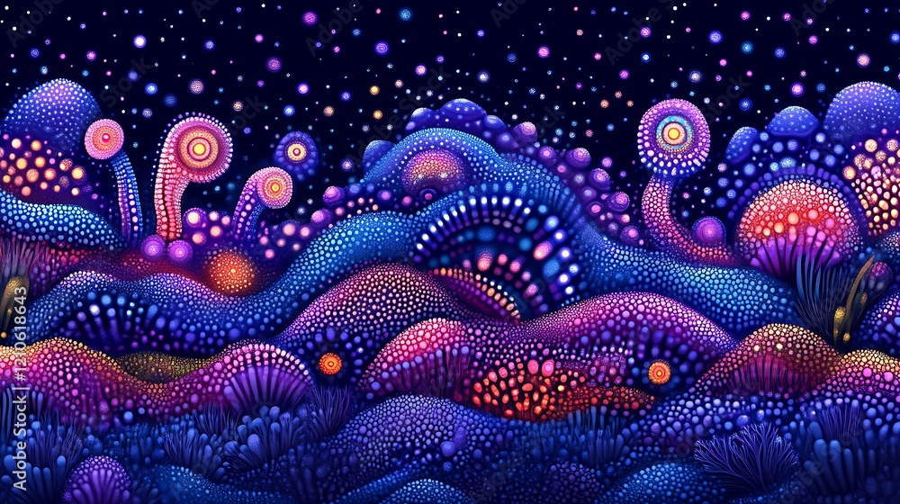 Obraz premium Vibrant Bioluminescent Underwater Fantasy Landscape