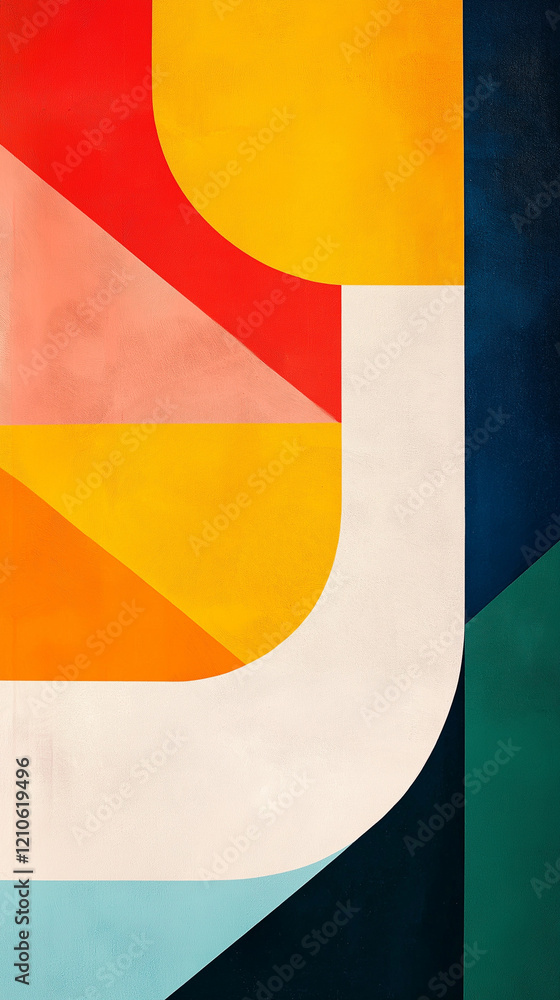 Vertical design with both curved and angled shapes
