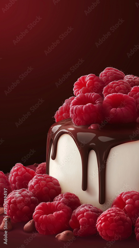 Panna cotta with raspberries and chocolate glaze