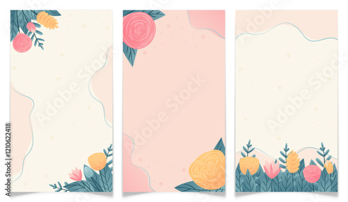 Floral Story Design Templates in pastel colors.