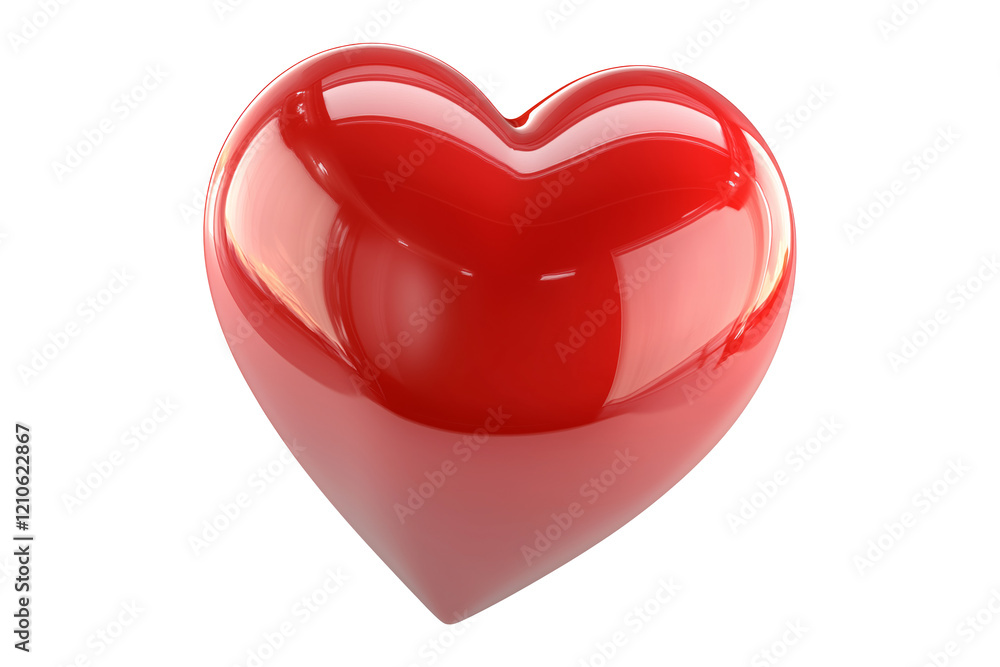 Shiny red heart with smooth, glossy texture isolated on white transparent background, symbol of love, passion and romance concept of Valentine Day Shiny red heart with smooth, glossy texture isolated on white transparent background, symbol of love, passion and romance concept of Valentine Day