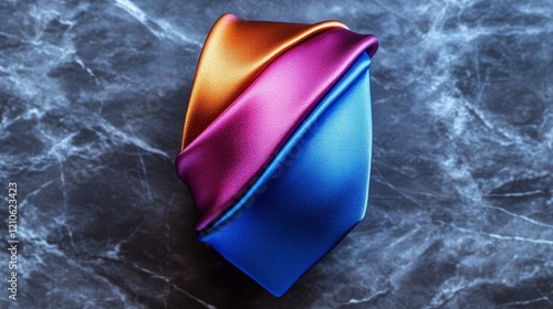 Elegant silk tie rolled in gradient colors showcasing vibrant shades for form...