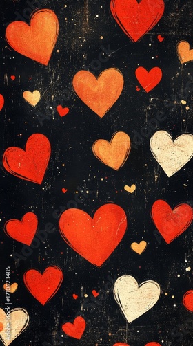 Colorful heart pattern on a dark background for festive celebrations and deco...