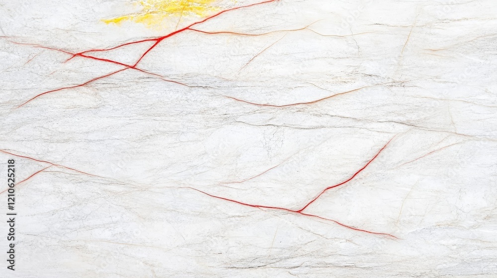 Obraz premium White Marble Texture with Red Veins - High-resolution image of white marble with thin red veins, ideal for background or texture. Clean, elegant look.