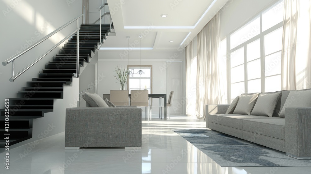 Obraz premium Modern Minimalist Living Room Interior Design