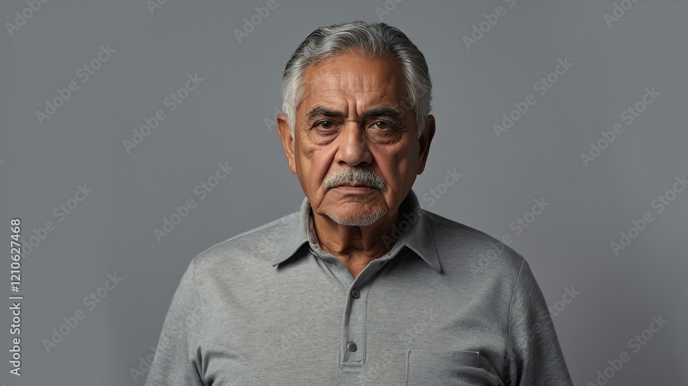 elderly hispanic male in casual wear on pastel color background model portrait looking serious for ad concept space for text elderly hispanic male in casual wear on pastel color background model portrait looking serious for ad concept space for text