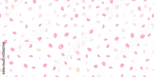 Seamless background rose petals pink. Hand drawing. Not AI, Vector illustration
