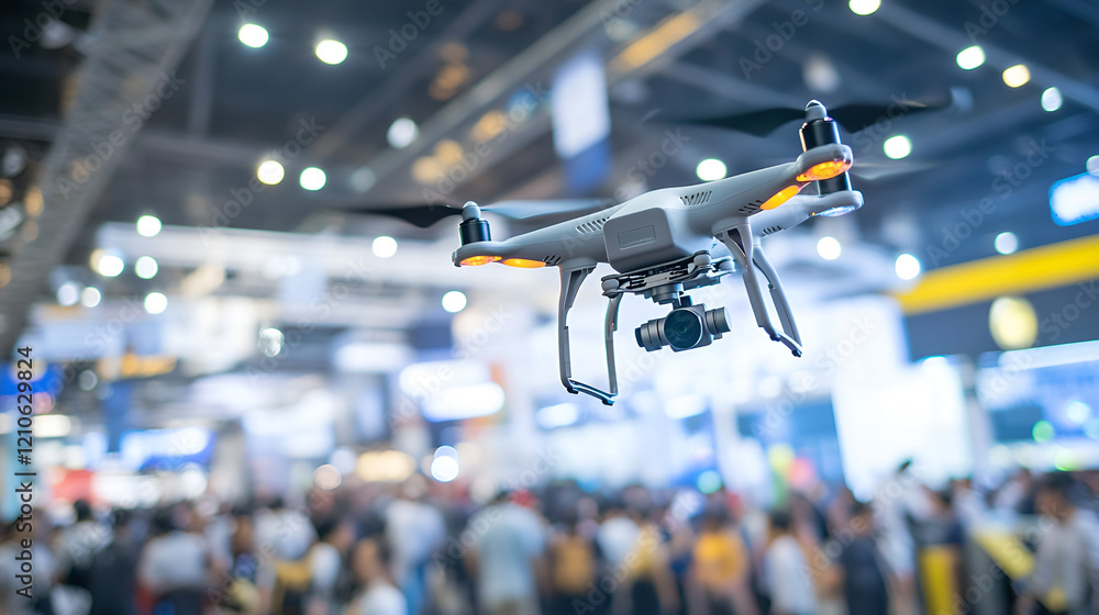 A drone providing aerial security surveillance over A drone providing aerial security surveillance over