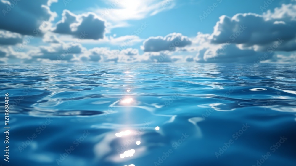 Obraz premium Sunlight reflects on the tranquil water surface of a swimming pool surrounded by greenery