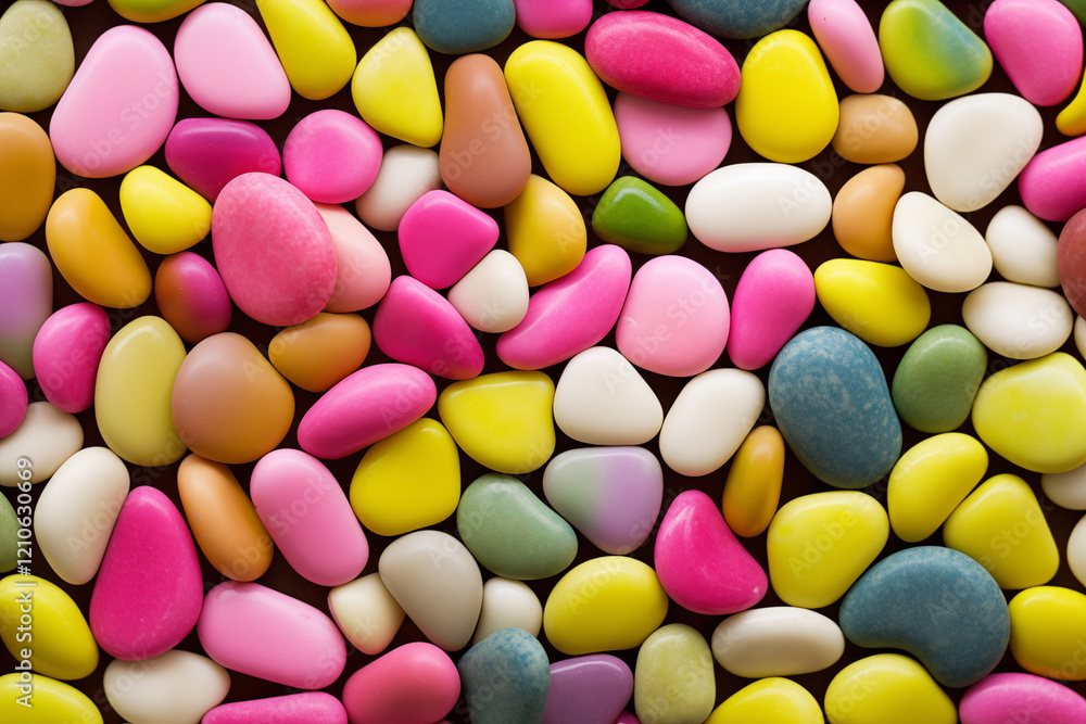 Abstract background of multicolored sea stones, some with shimmer, in shades of banana yellow, magenta, rich pink, light green, wood tones, greenery, raspberry, milk chocolate, and rose.
Abstract background of multicolored sea stones, some with shimmer, in shades of banana yellow, magenta, rich pink, light green, wood tones, greenery, raspberry, milk chocolate, and rose.