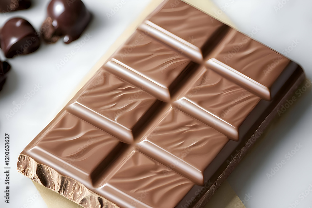 Fototapeta premium A packaged chocolate bar mockup, perfect for snack or dessert product branding.