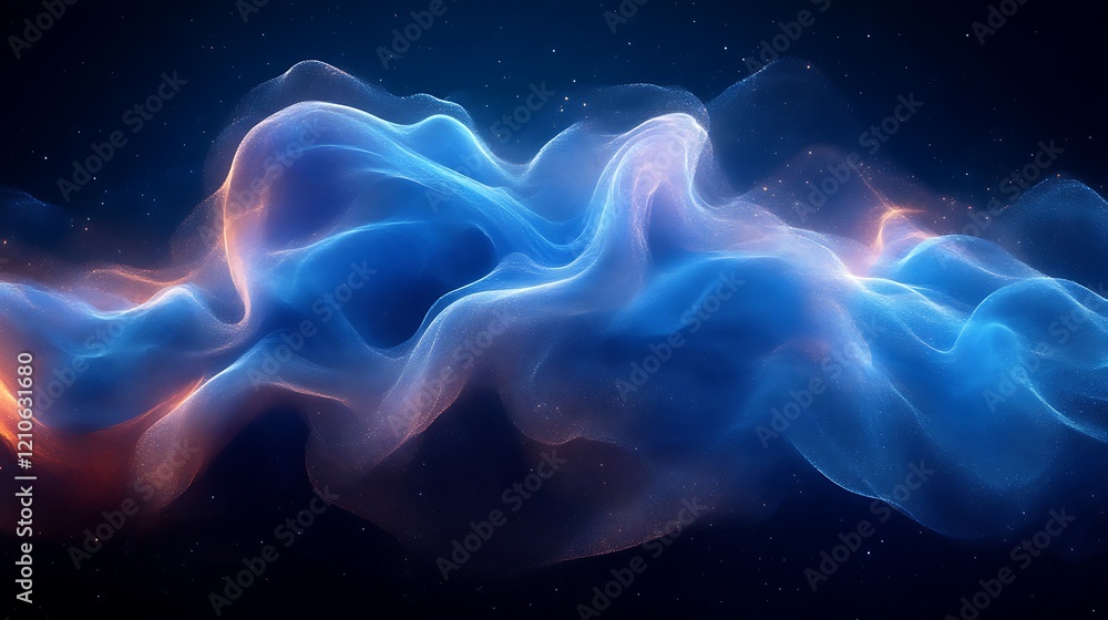 Fototapeta premium Abstract Blue and Orange Nebula Cosmic Waves