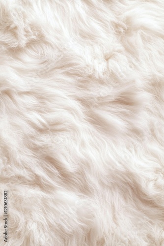 top-down view of soft fluffy lamb wool in creamy white tones with delicate natural detailing photo