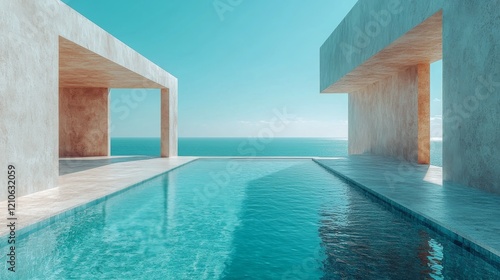 Luxurious modern villa with panoramic views and infinity pool in a serene lan...
