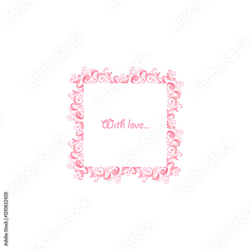 Beautiful pink floral decorative borders and frames set for fashion embroidery, baby girl arrival greeting card, book headers or wedding invitation. Part 1.eps