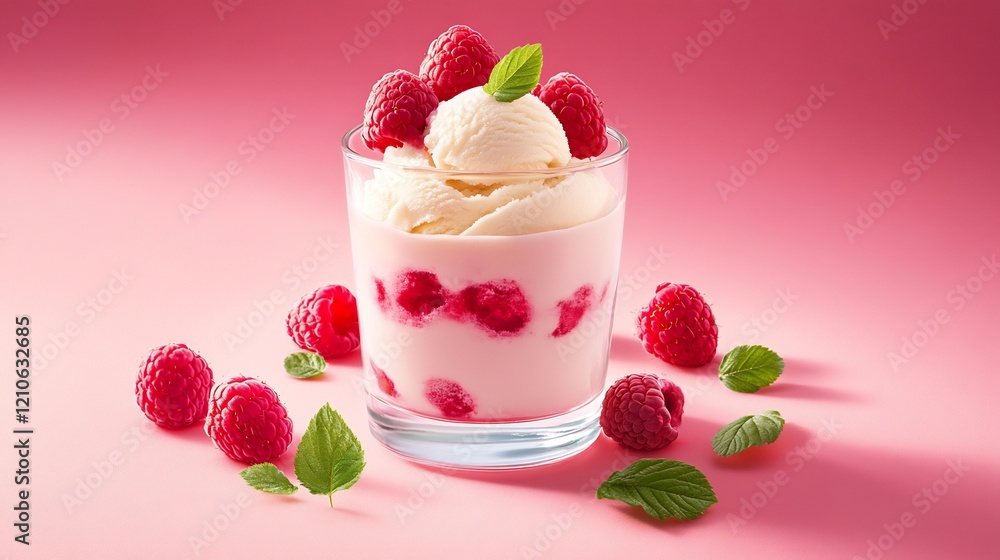 Delicious Raspberry Ice Cream Dessert in Glass Delicious Raspberry Ice Cream Dessert in Glass