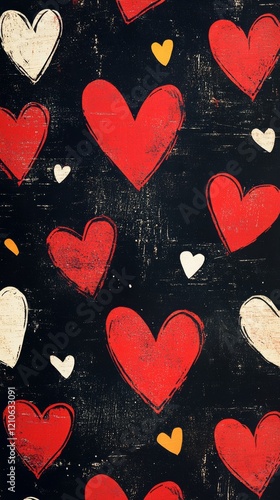 Colorful heart pattern on a dark background for festive celebrations and deco...