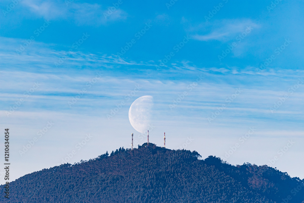 waning moon at the beginning of the year at dusk!