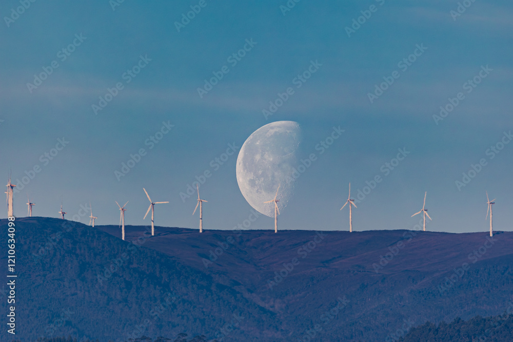 waning moon at the beginning of the year at dusk!