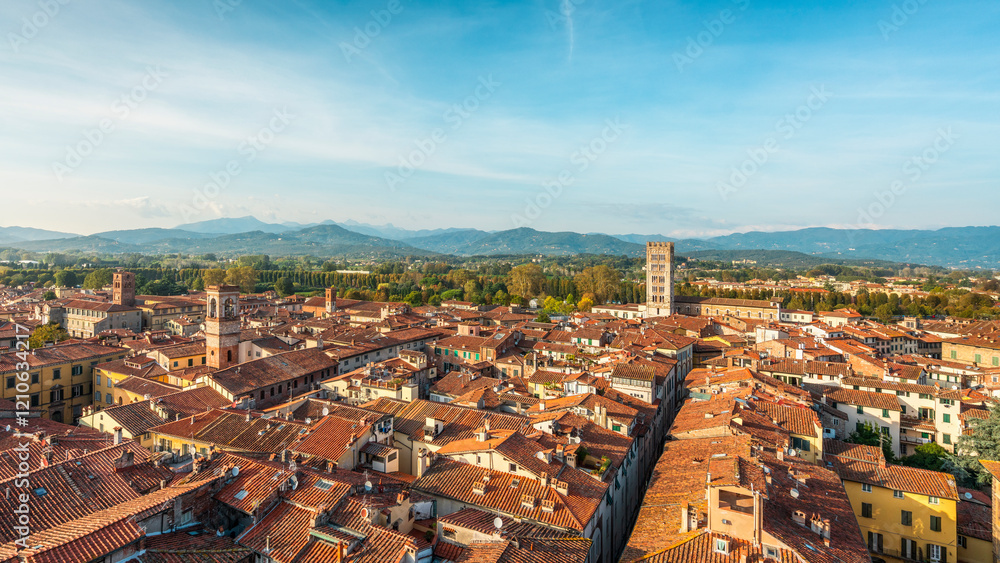 Obraz premium Lucca panoramic aerial view. Tuscany, Italy