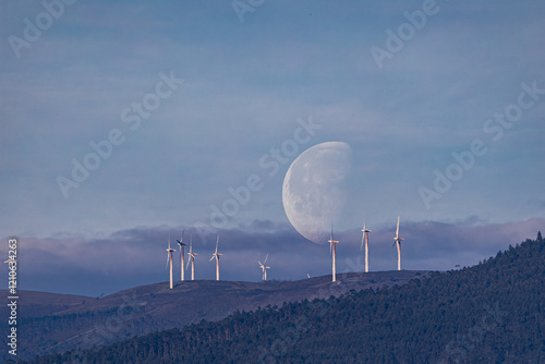 Obraz na płótnie waning moon at the beginning of the year at dusk! w salonie