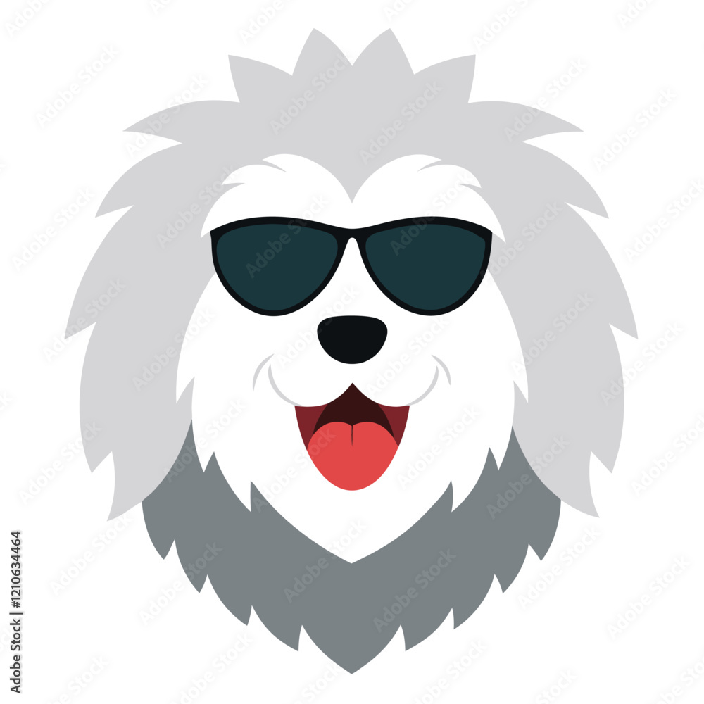 Funny old english sheepdog dog head vector art Funny old english sheepdog dog head vector art