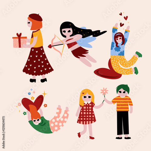 Set Of Valentine's Day Girl