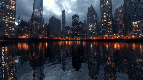 HDRI, Environment map, Equirectangular projection, Spherical panorama. Night city
3D rendering