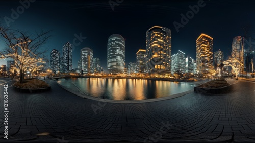 HDRI, Environment map, Equirectangular projection, Spherical panorama. Night city
3D rendering
