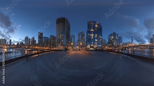 HDRI, Environment map, Equirectangular projection, Spherical panorama. Night city
3D rendering