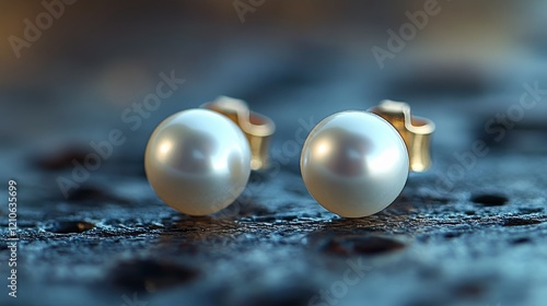 Beautiful pearl resting on a smooth stone in soft natural light
