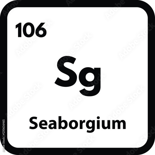 Seaborgium chemical element icon isolated on white background . Seaborgium icon vector