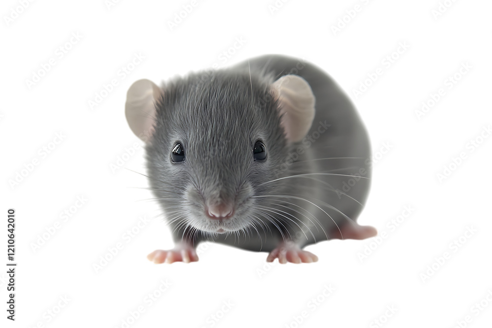 Cute gray rat, isolated on transparent background, face shot Cute gray rat, isolated on transparent background, face shot