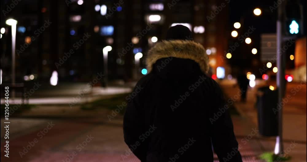 Man In A Crosswalk at Night Man In A Crosswalk at Night