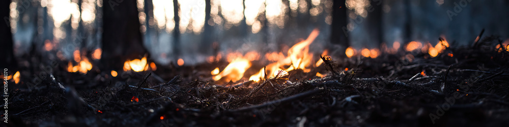 Forest Floor Fire: Burning Underbrush and Trees Forest Floor Fire: Burning Underbrush and Trees