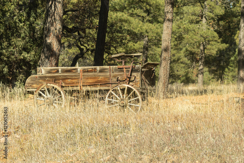 Old buckboard wagon used by ranchers and farmers in the 1800s.  photo