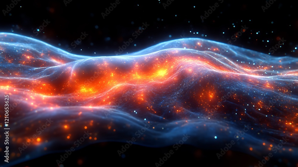 Fototapeta premium Abstract glowing cosmic nebula wave of fire and ice