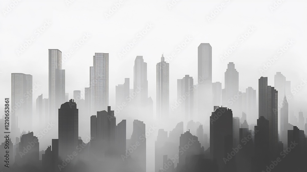 Misty Metropolis: A Monochromatic Cityscape Misty Metropolis: A Monochromatic Cityscape