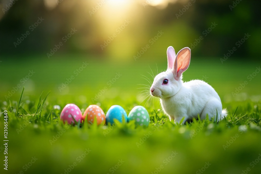 Fototapeta premium easter bunny and easter eggs 2025