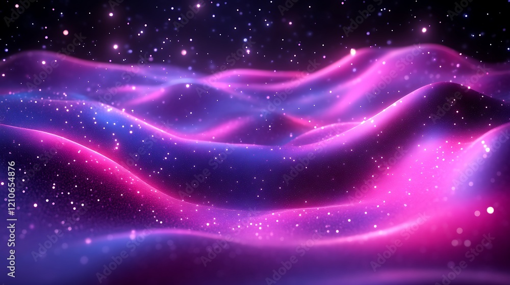 Abstract Purple and Pink Glittering Waves Abstract Purple and Pink Glittering Waves