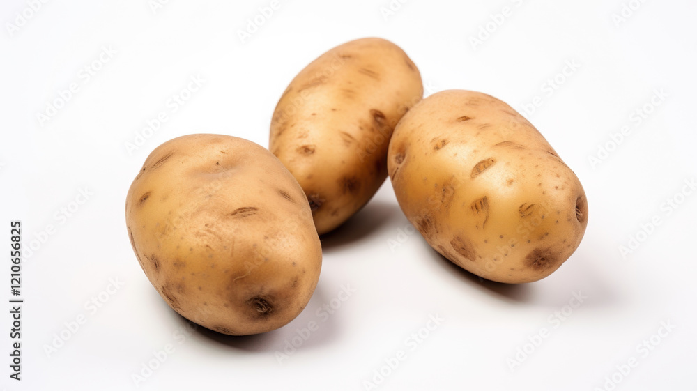 Three Potatoes on a White Background Three Potatoes on a White Background