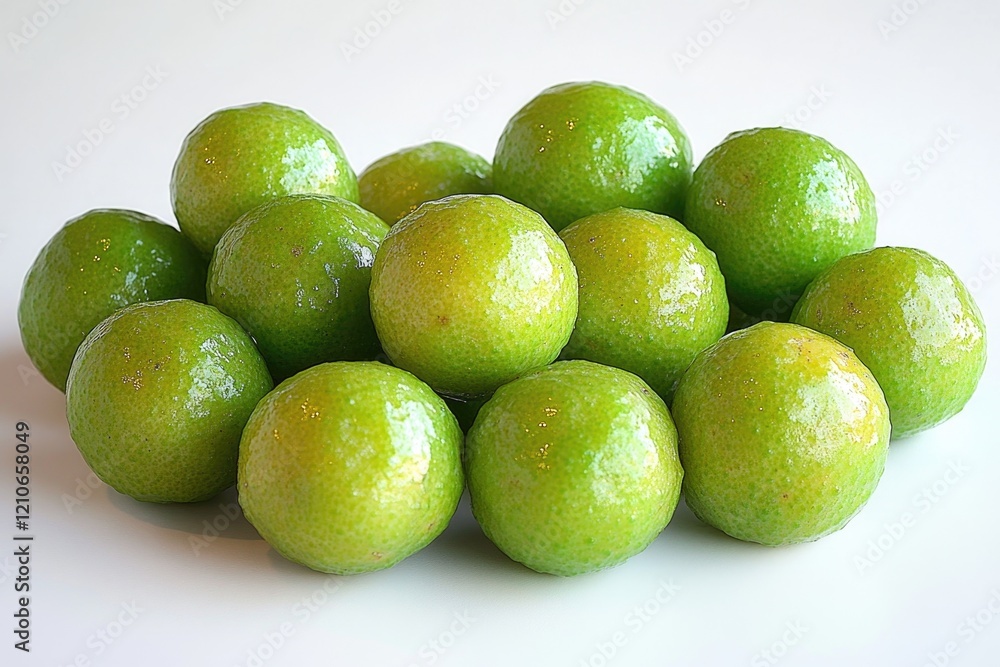 Fresh lime pile on a clean white surface Fresh lime pile on a clean white surface