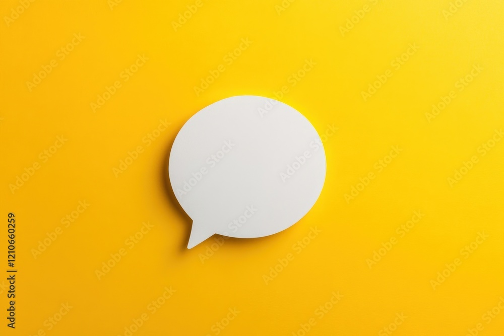 Simple White Speech Bubble on Yellow Background Simple White Speech Bubble on Yellow Background