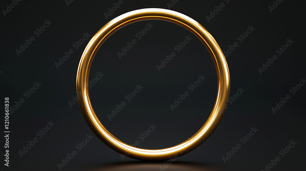 A perfectly round golden ring standing upright on a dark background showcasing elegance simplicity and timeless beauty
A perfectly round golden ring standing upright on a dark background showcasing elegance simplicity and timeless beauty