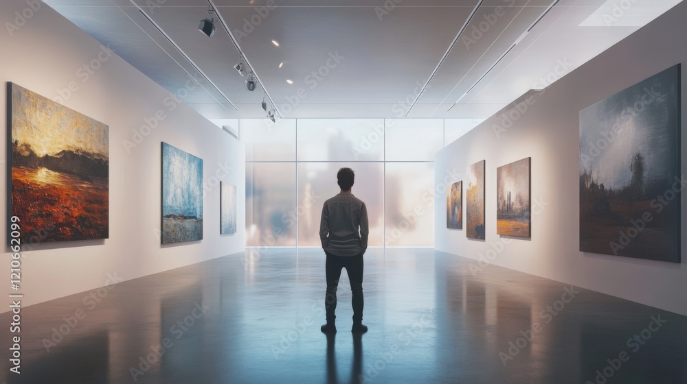 Modern Exhibition Art Gallery With Abstract Paintings Modern Exhibition Art Gallery With Abstract Paintings