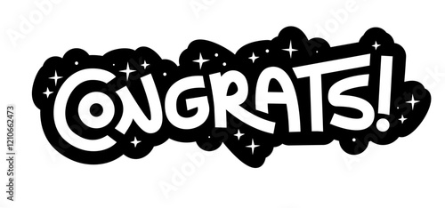 Congratulations sticker. Hand drawn letters for congratulating message banner.