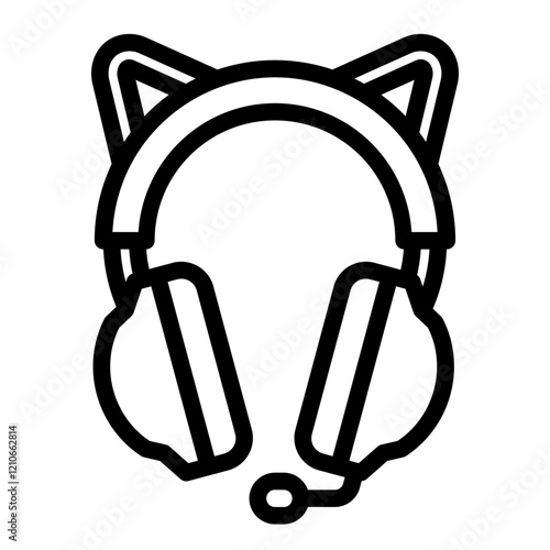 gaming headset icon in outline style on transparent background