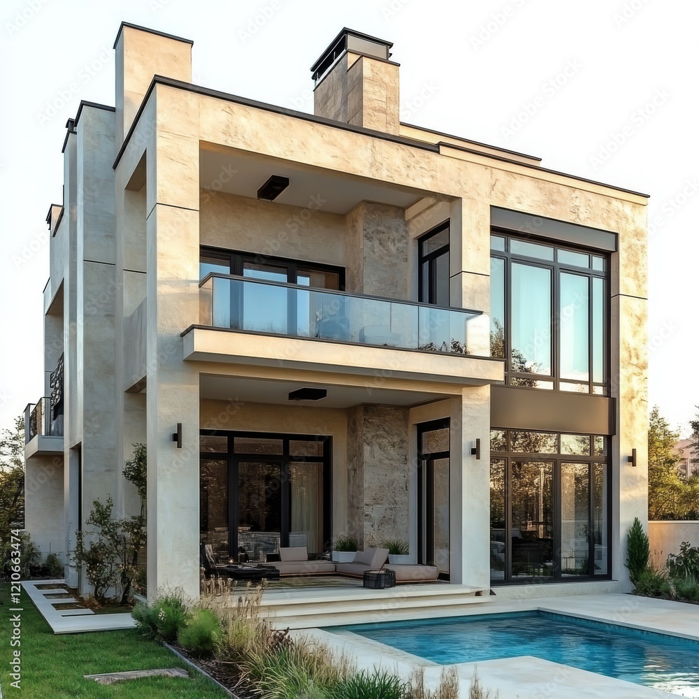 Fototapeta premium Elegant contemporary architecture adorned with minimalist geometric lines
