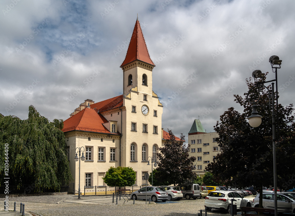 Town hall and market square (Ratusz i Rynek) in Trzebnica, Dolny Śląsk, Poland